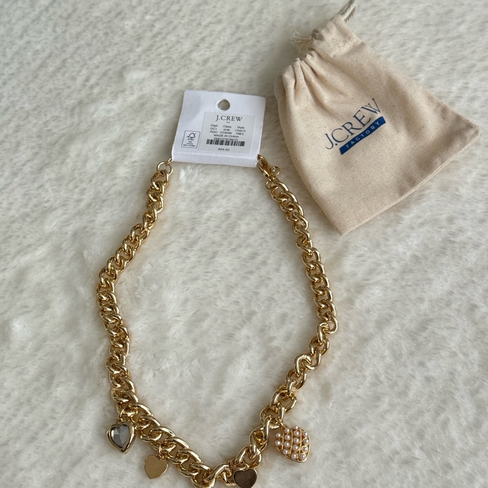 J. Crew Gold Necklace with Heart Charms - Picture 6 of 6